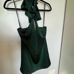 Gianni Bini green satin halter dress